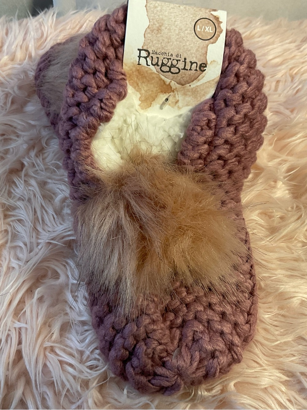 Ruggine Knit Pom-Pom Slipper in Mauve Pink - Women